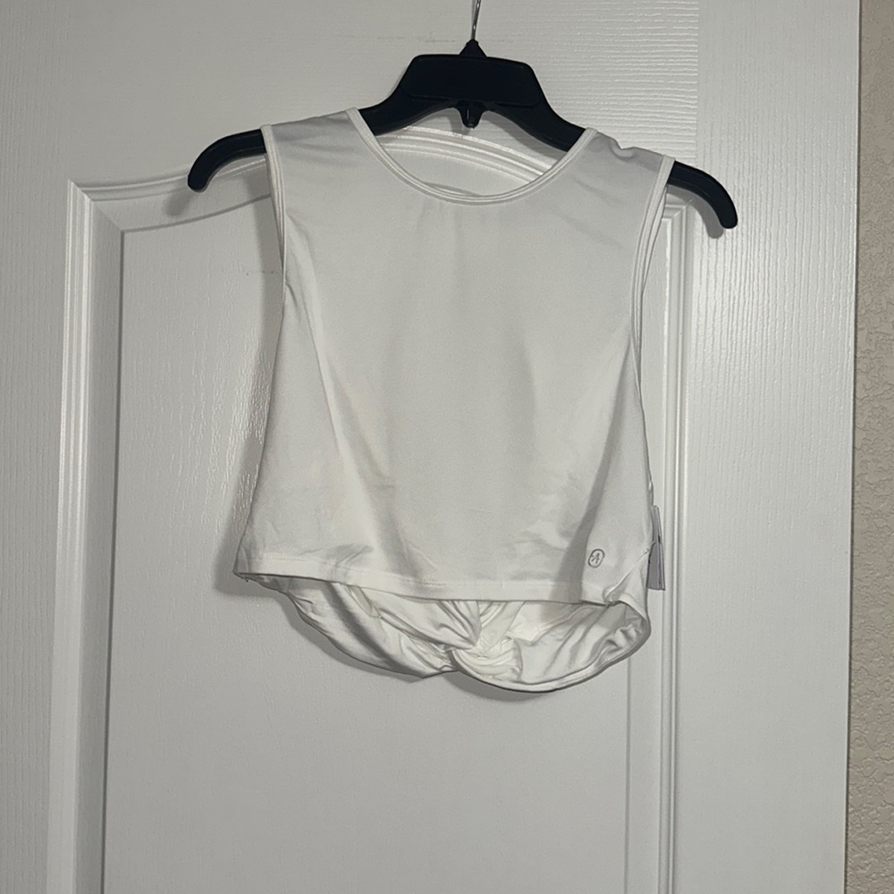 WOMENS XL WHOTE CROP OPEN BACK TANK
